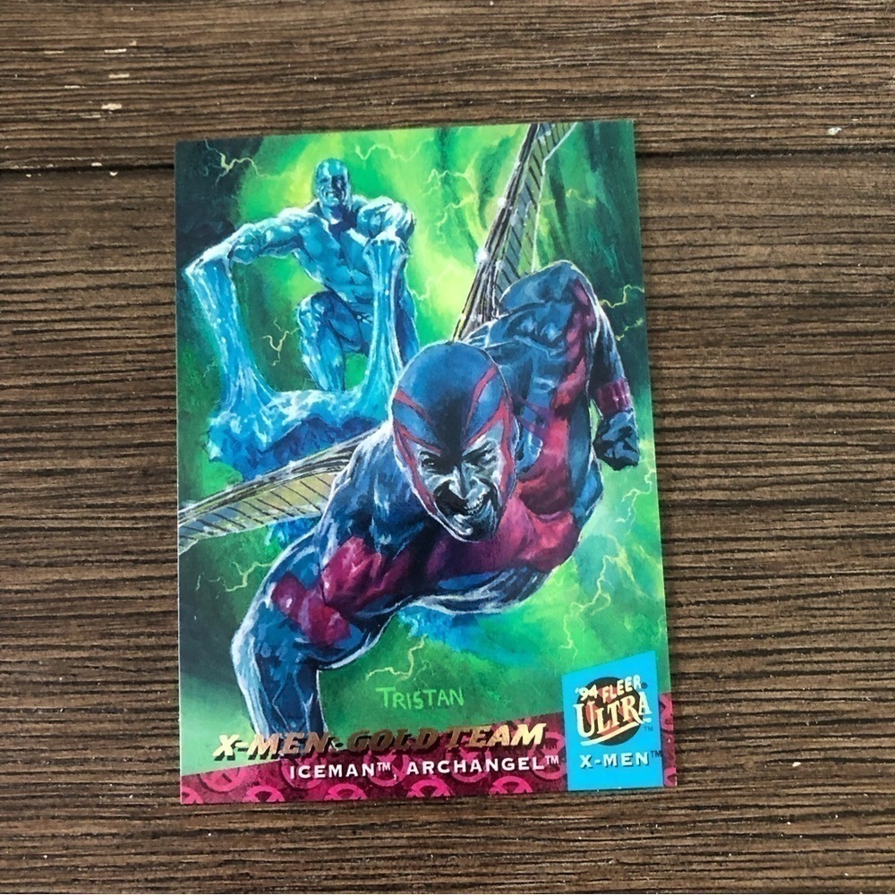 X-men ’94 Fleer Ultra trading card: X-Men Gold Team: Iceman & Archangel #109